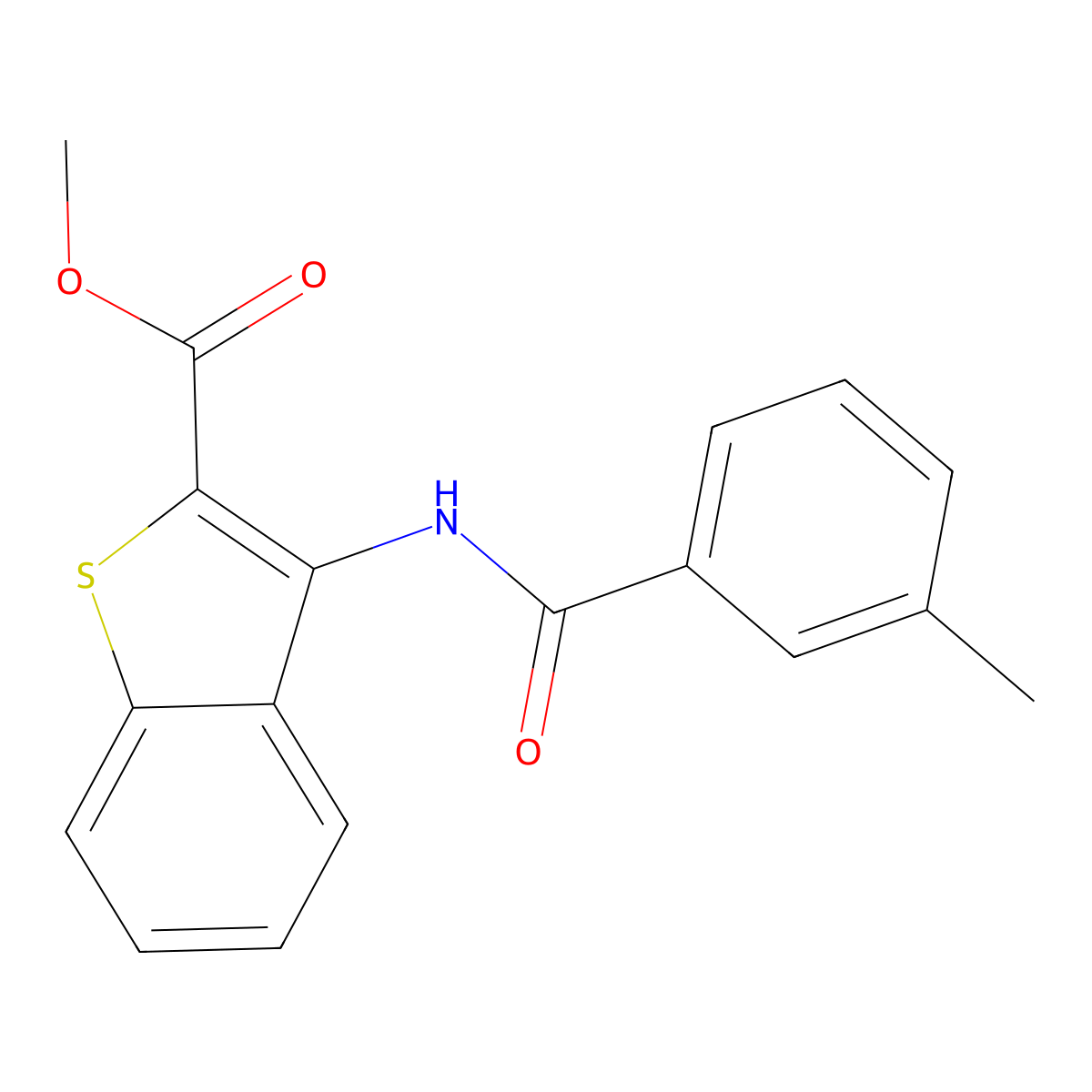 Methyl 3-(3-methylbenzamido)benzo[b]thiophene-2-carboxylate molecular structure, CAS 477490-09-8