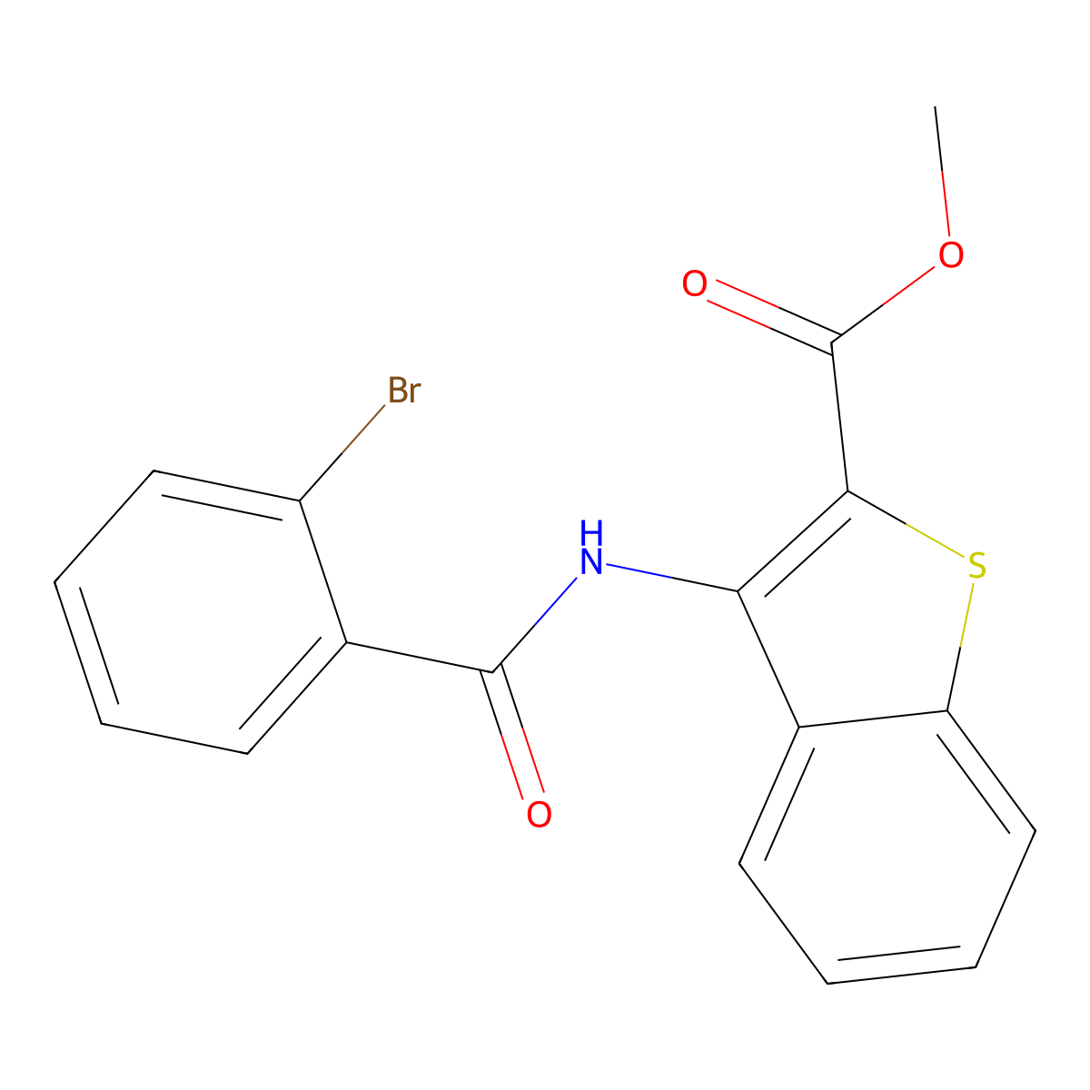 Methyl 3-(2-bromobenzamido)benzo[b]thiophene-2-carboxylate molecular structure, CAS 477490-15-6