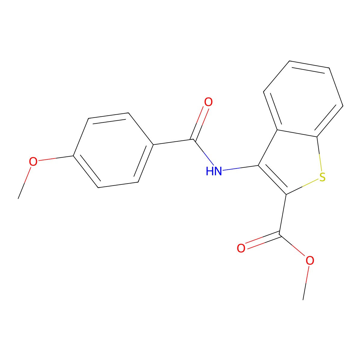 Methyl 3-(4-methoxybenzamido)benzo[b]thiophene-2-carboxylate molecular structure, CAS 477490-20-3
