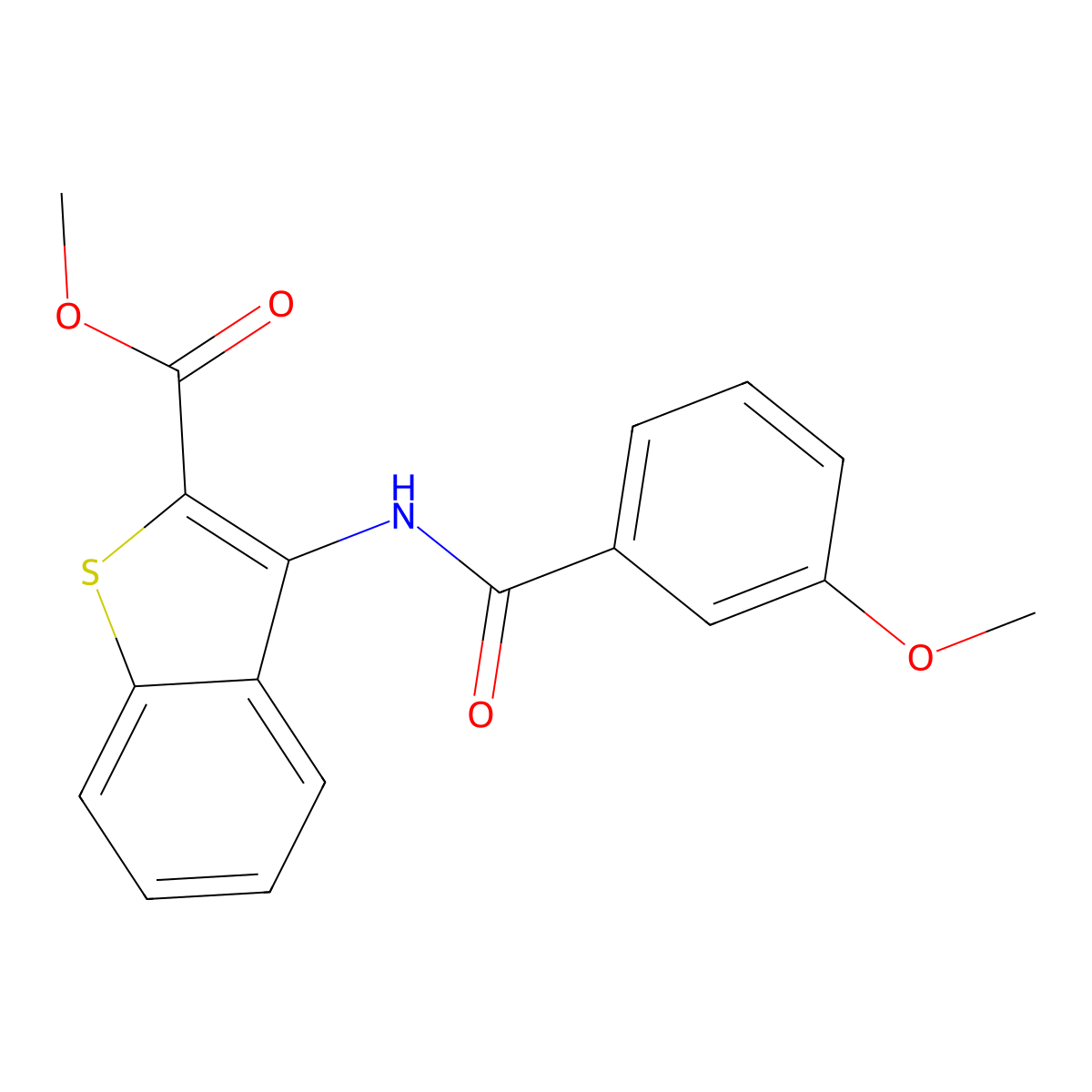 Methyl 3-(3-methoxybenzamido)benzo[b]thiophene-2-carboxylate molecular structure, CAS 477490-21-4