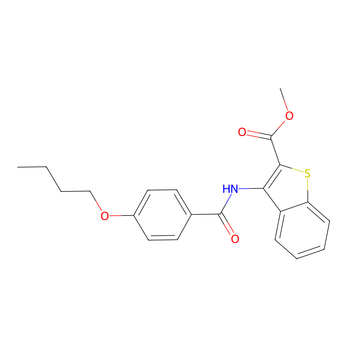 Methyl 3-(4-butoxybenzamido)benzo[b]thiophene-2-carboxylate molecular structure, CAS 477490-29-2