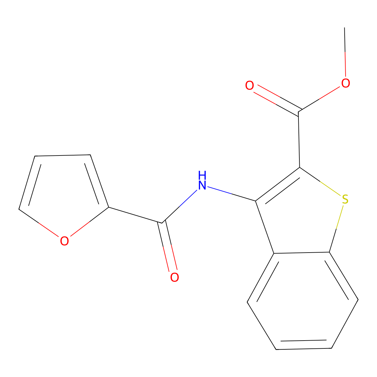 Methyl 3-(furan-2-carboxamido)benzo[b]thiophene-2-carboxylate molecular structure, CAS 477490-35-0