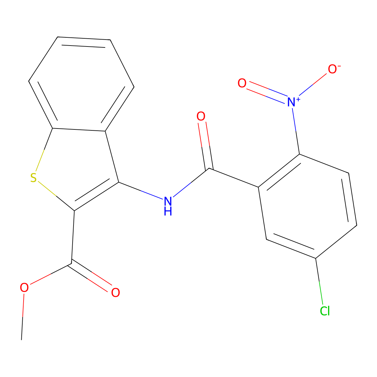 Methyl 3-(5-chloro-2-nitrobenzamido)benzo[b]thiophene-2-carboxylate molecular structure, CAS 477490-44-1
