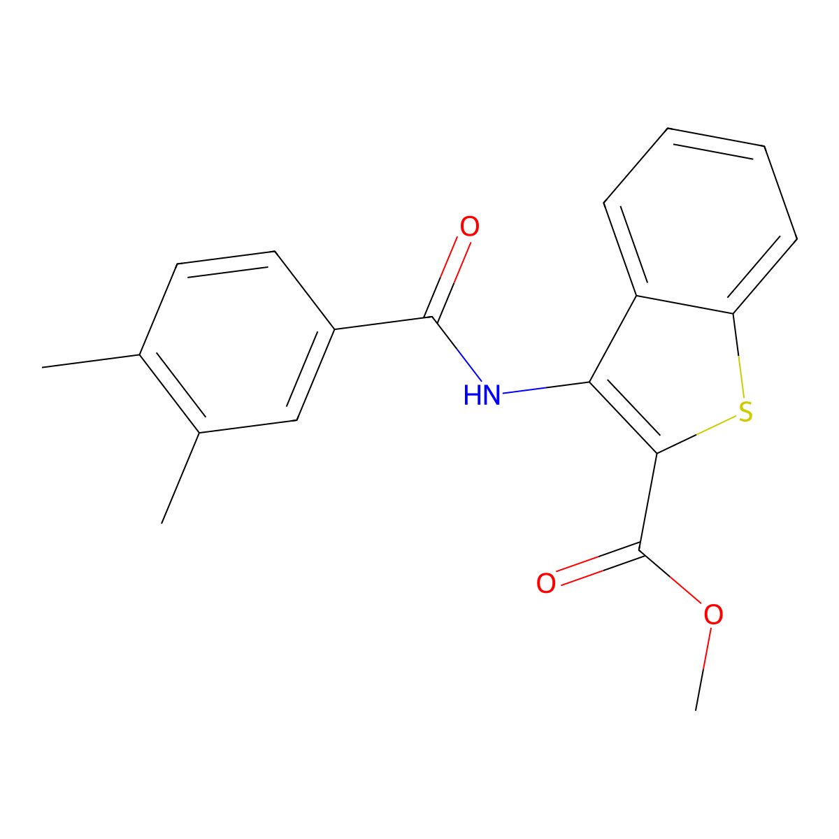Methyl 3-(3,4-dimethylbenzamido)benzo[b]thiophene-2-carboxylate molecular structure, CAS 477490-45-2