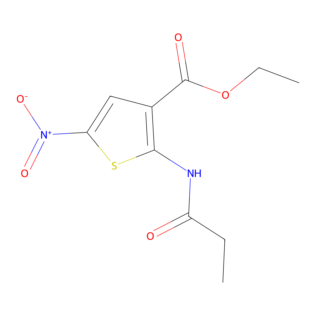 Ethyl 5-nitro-2-(propanoylamino)thiophene-3-carboxylate molecular structure, CAS 477490-66-7