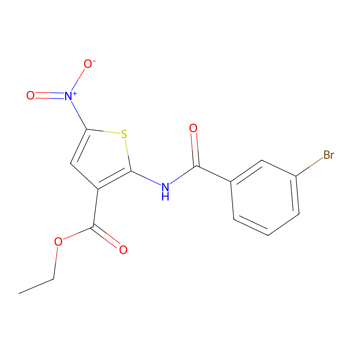 Ethyl 2-(3-bromobenzamido)-5-nitrothiophene-3-carboxylate molecular structure, CAS 477490-74-7