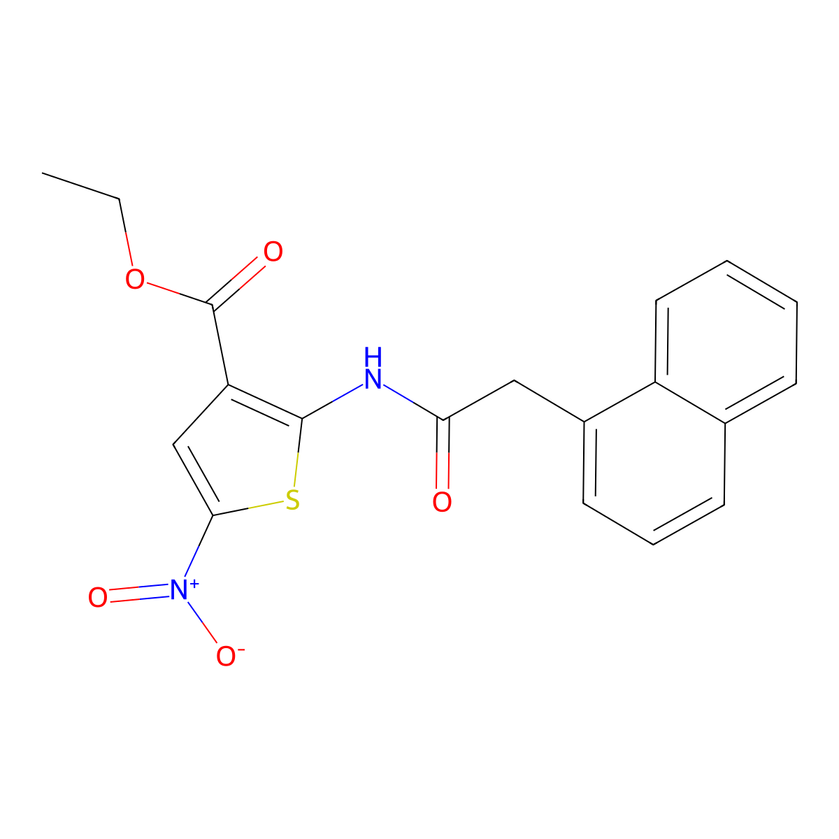 Ethyl 2-(2-(naphthalen-1-yl)acetamido)-5-nitrothiophene-3-carboxylate molecular structure, CAS 477491-09-1