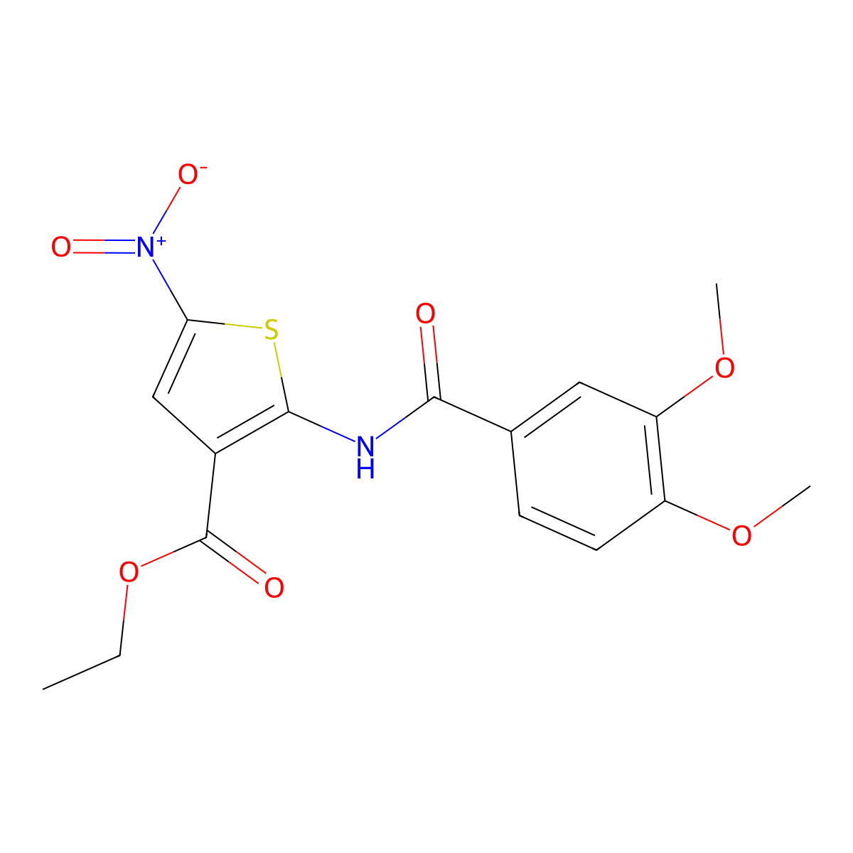 Ethyl 2-(3,4-dimethoxybenzamido)-5-nitrothiophene-3-carboxylate molecular structure, CAS 477491-11-5