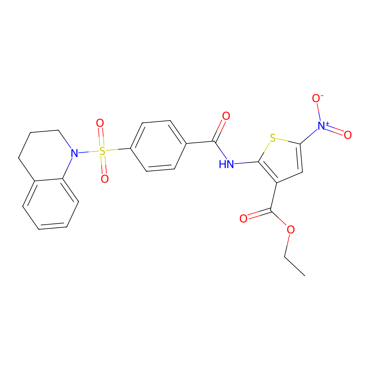 ethyl 2-(4-((3,4-dihydroquinolin-1(2H)-yl)sulfonyl)benzamido)-5-nitrothiophene-3-carboxylate molecular structure, CAS 477491-26-2