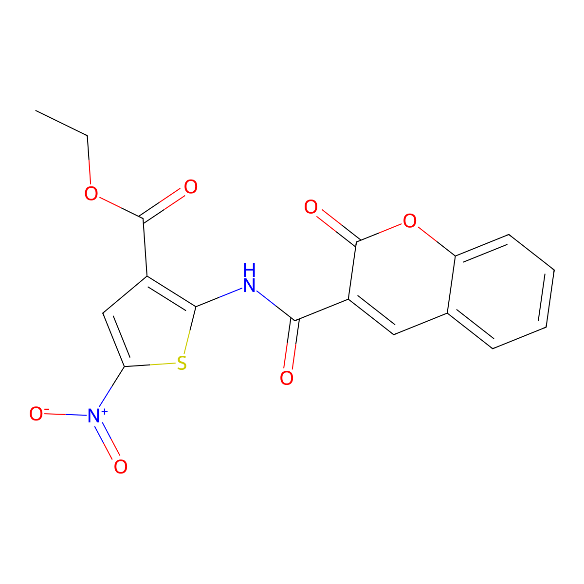 ethyl 5-nitro-2-(2-oxo-2H-chromene-3-amido)thiophene-3-carboxylate molecular structure, CAS 477491-29-5