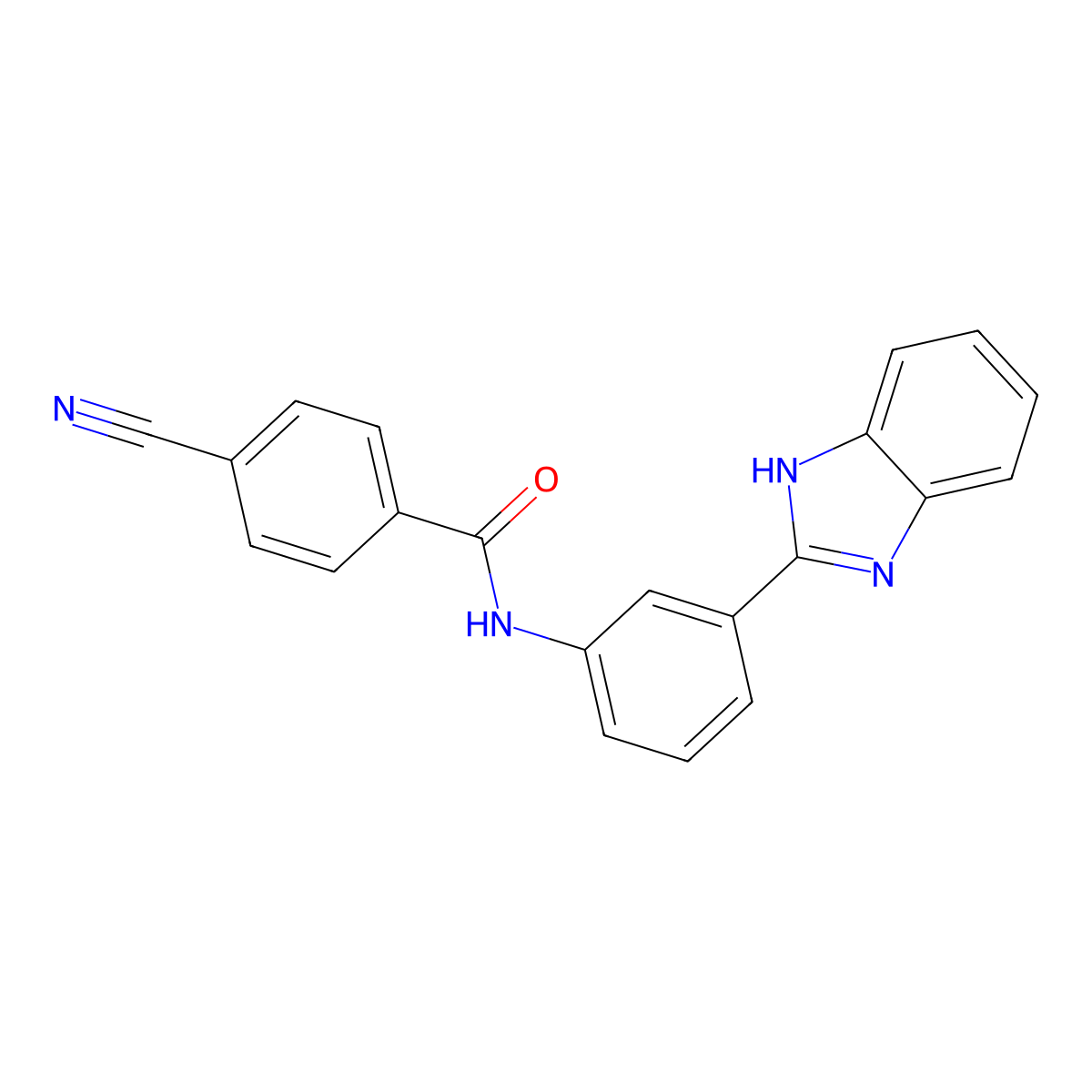 N-[3-(1H-benzimidazol-2-yl)phenyl]-4-cyanobenzamide molecular structure, CAS 477493-21-3