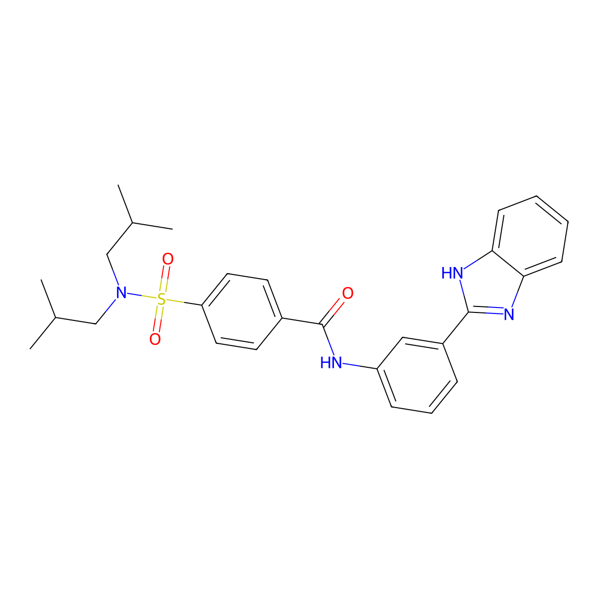N-(3-(1H-benzo[d]imidazol-2-yl)phenyl)-4-(N,N-diisobutylsulfamoyl)benzamide molecular structure, CAS 477493-44-0
