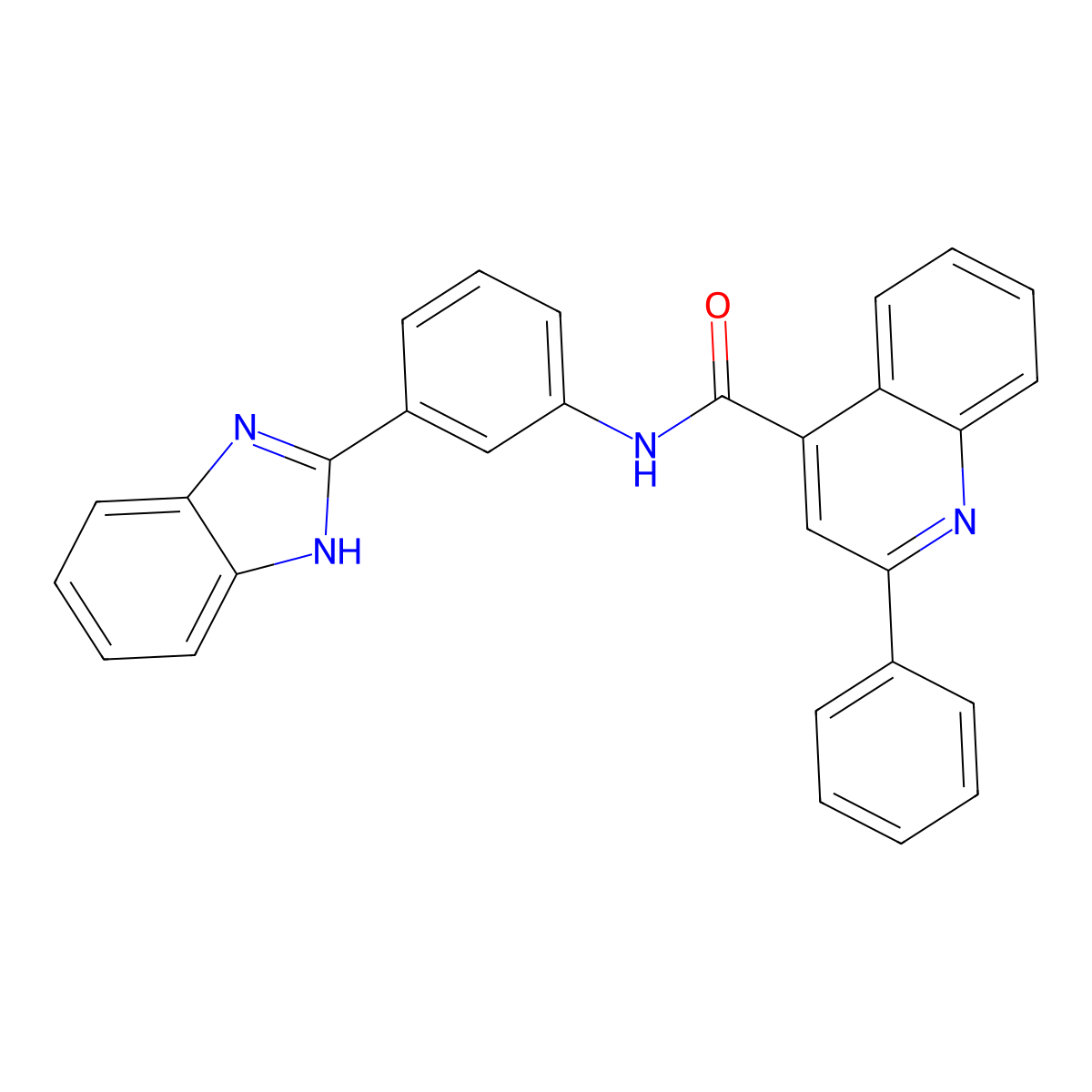 N-(3-(1H-benzo[d]imidazol-2-yl)phenyl)-2-phenylquinoline-4-carboxamide molecular structure, CAS 477493-48-4