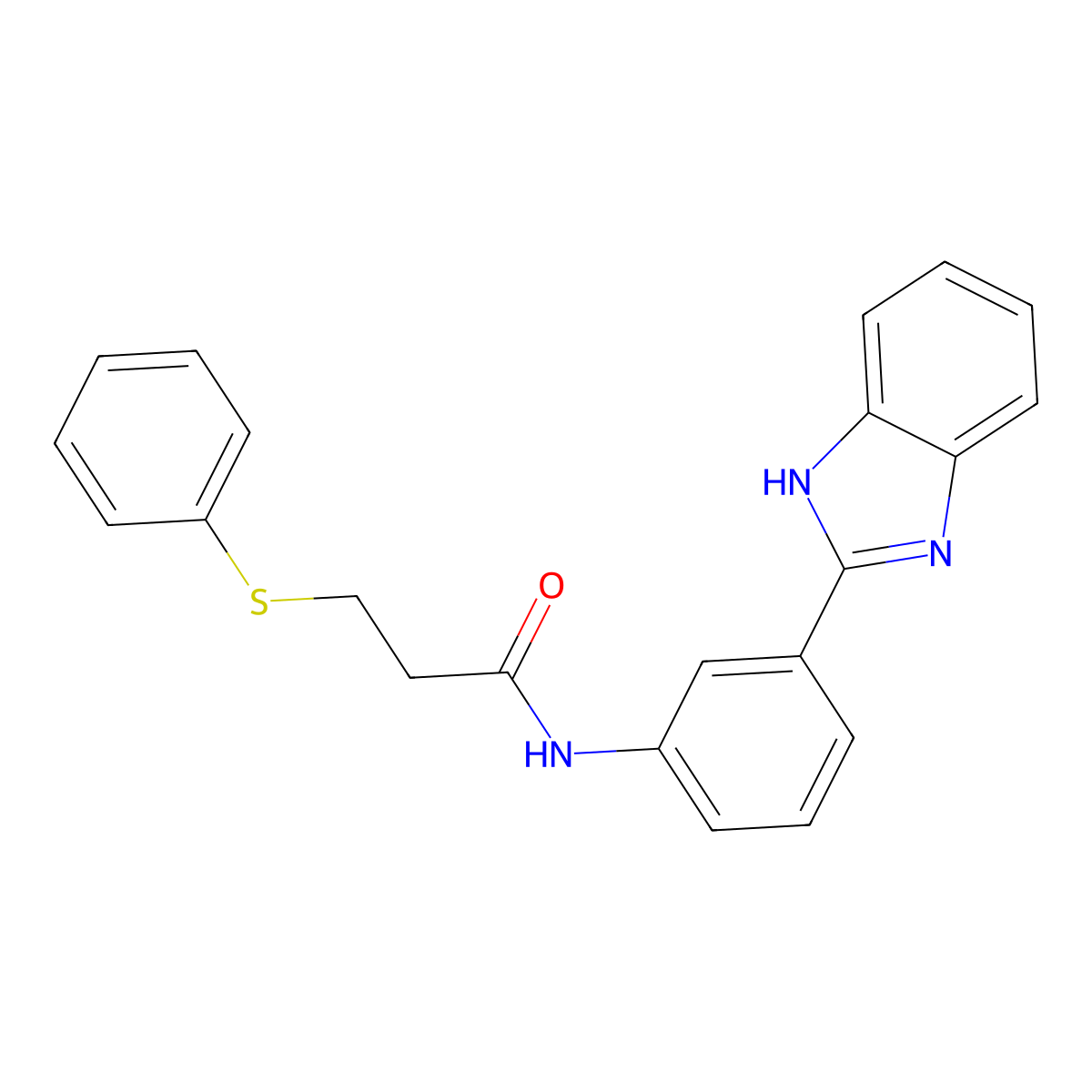N-(3-(1H-benzo[d]imidazol-2-yl)phenyl)-3-(phenylthio)propanamide molecular structure, CAS 477493-58-6