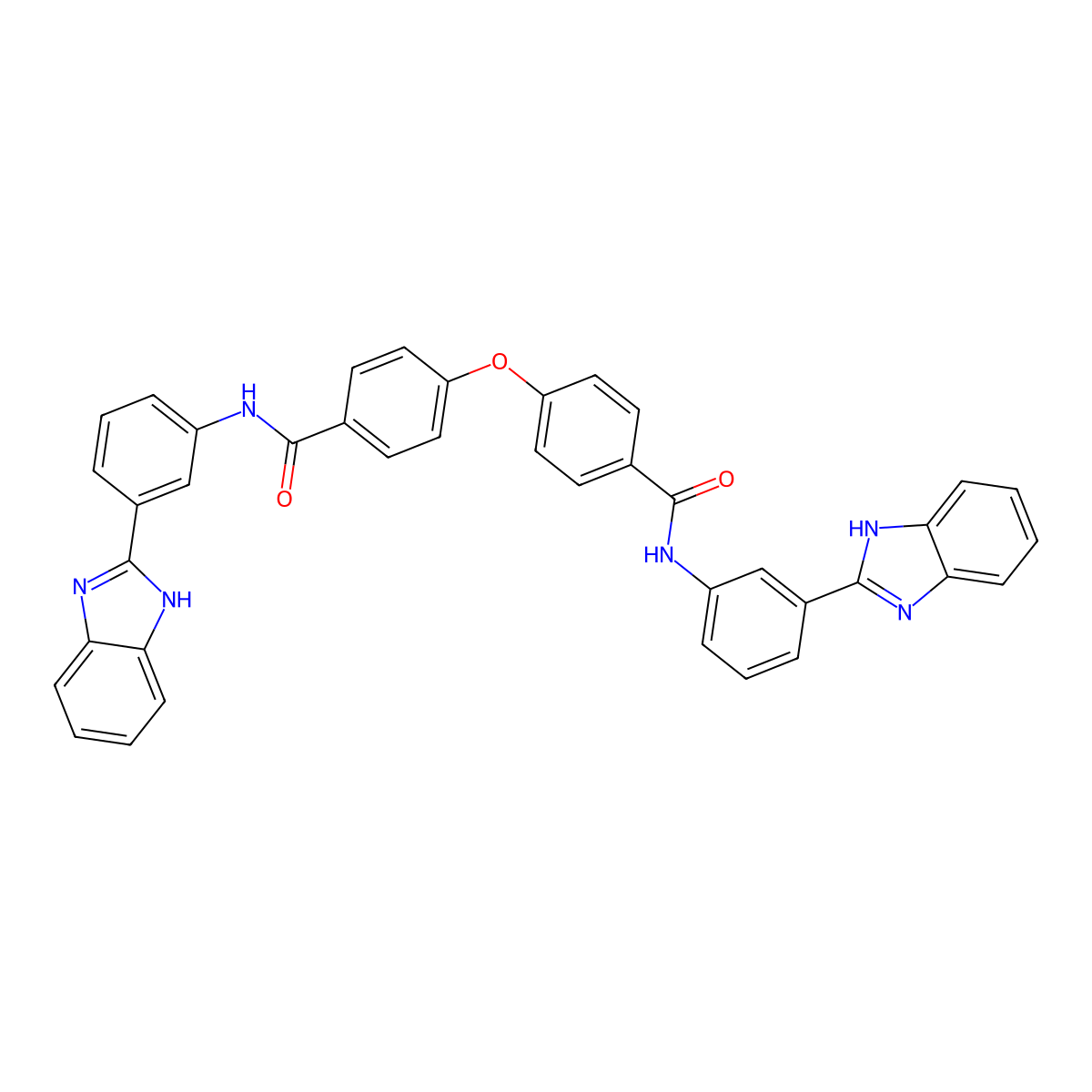 N-[3-(1H-benzimidazol-2-yl)phenyl]-4-[4-[[3-(1H-benzimidazol-2-yl)phenyl]carbamoyl]phenoxy]benzamide molecular structure, CAS 477493-81-5