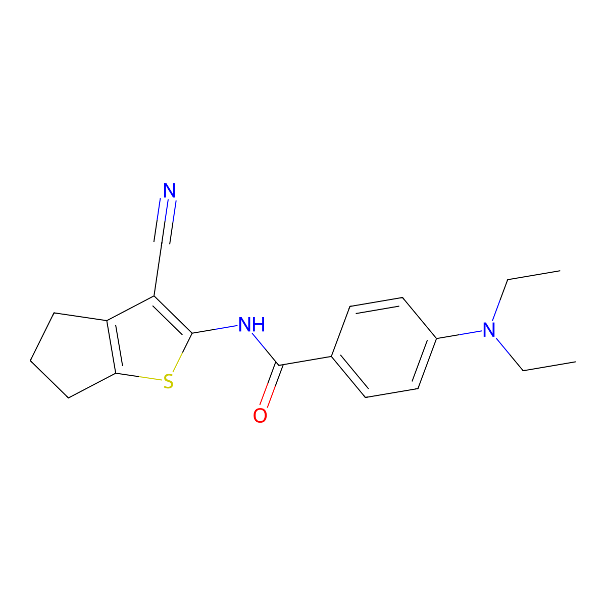 N-(3-cyano-5,6-dihydro-4H-cyclopenta[b]thiophen-2-yl)-4-(diethylamino)benzamide molecular structure, CAS 477493-86-0