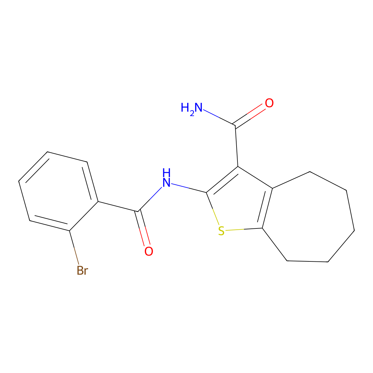 2-(2-bromobenzamido)-5,6,7,8-tetrahydro-4H-cyclohepta[b]thiophene-3-carboxamide molecular structure, CAS 477493-93-9