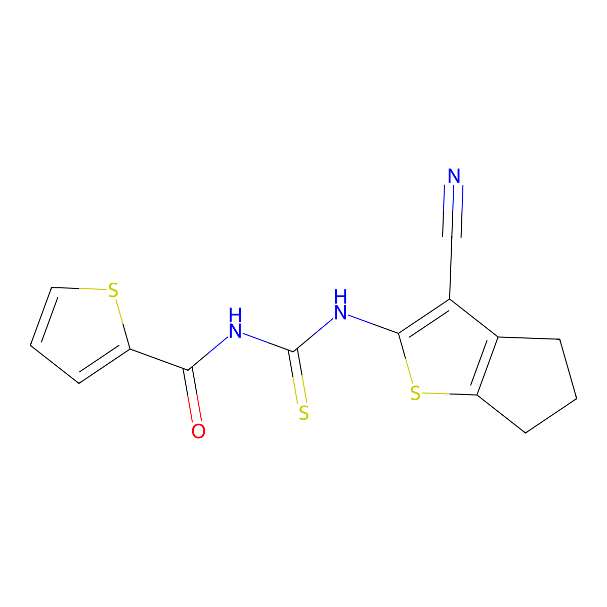 N-[(3-cyano-5,6-dihydro-4H-cyclopenta[b]thiophen-2-yl)carbamothioyl]thiophene-2-carboxamide molecular structure, CAS 477496-56-3