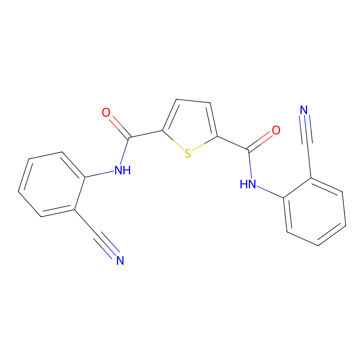 N2,N5-bis(2-cyanophenyl)thiophene-2,5-dicarboxamide molecular structure, CAS 477497-46-4