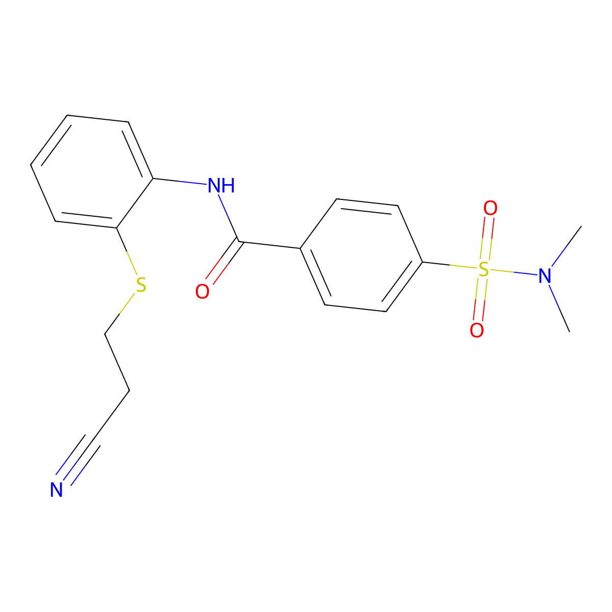 N-[2-(2-cyanoethylsulfanyl)phenyl]-4-(dimethylsulfamoyl)benzamide molecular structure, CAS 477497-66-8