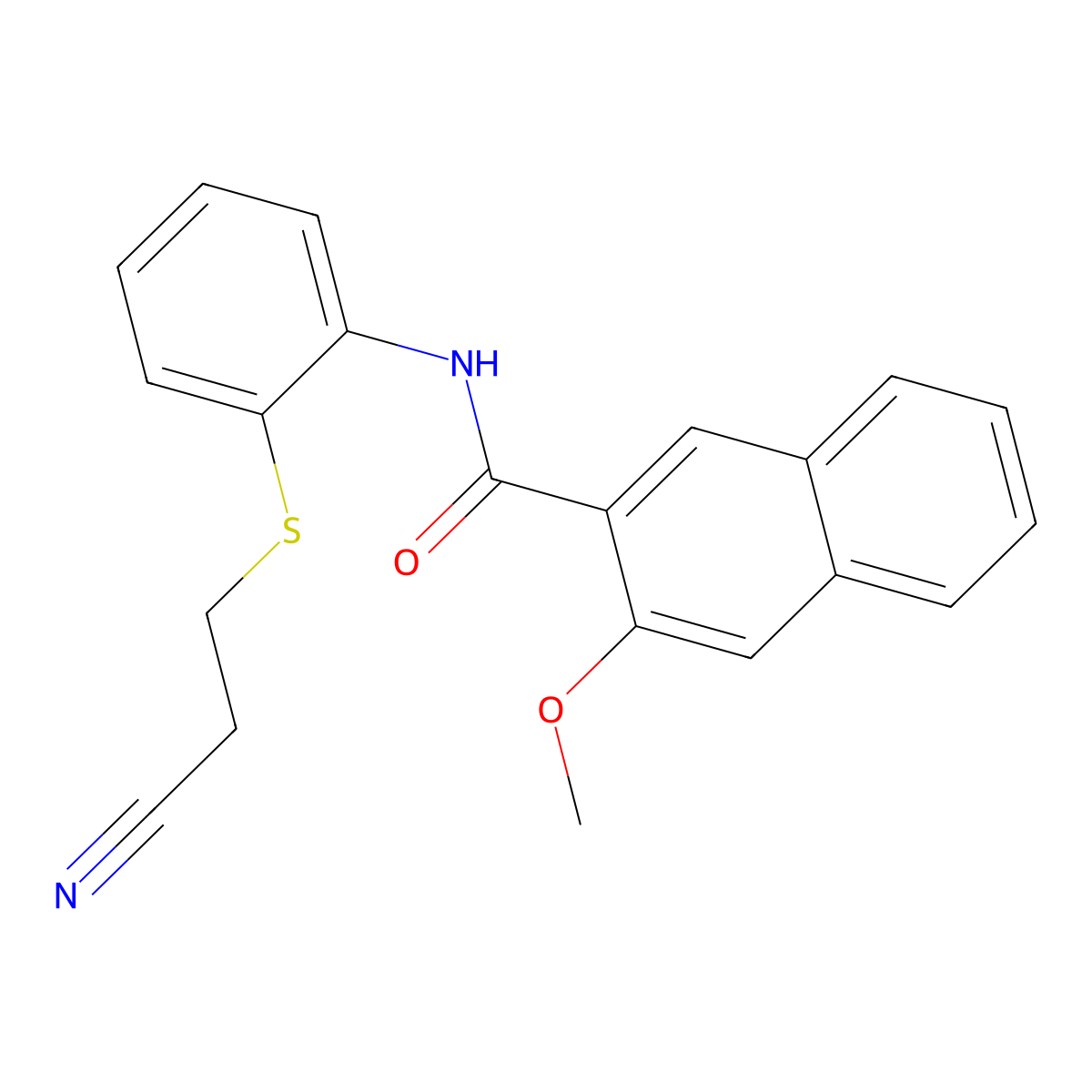 N-(2-((2-cyanoethyl)thio)phenyl)-3-methoxy-2-naphthamide molecular structure, CAS 477497-70-4