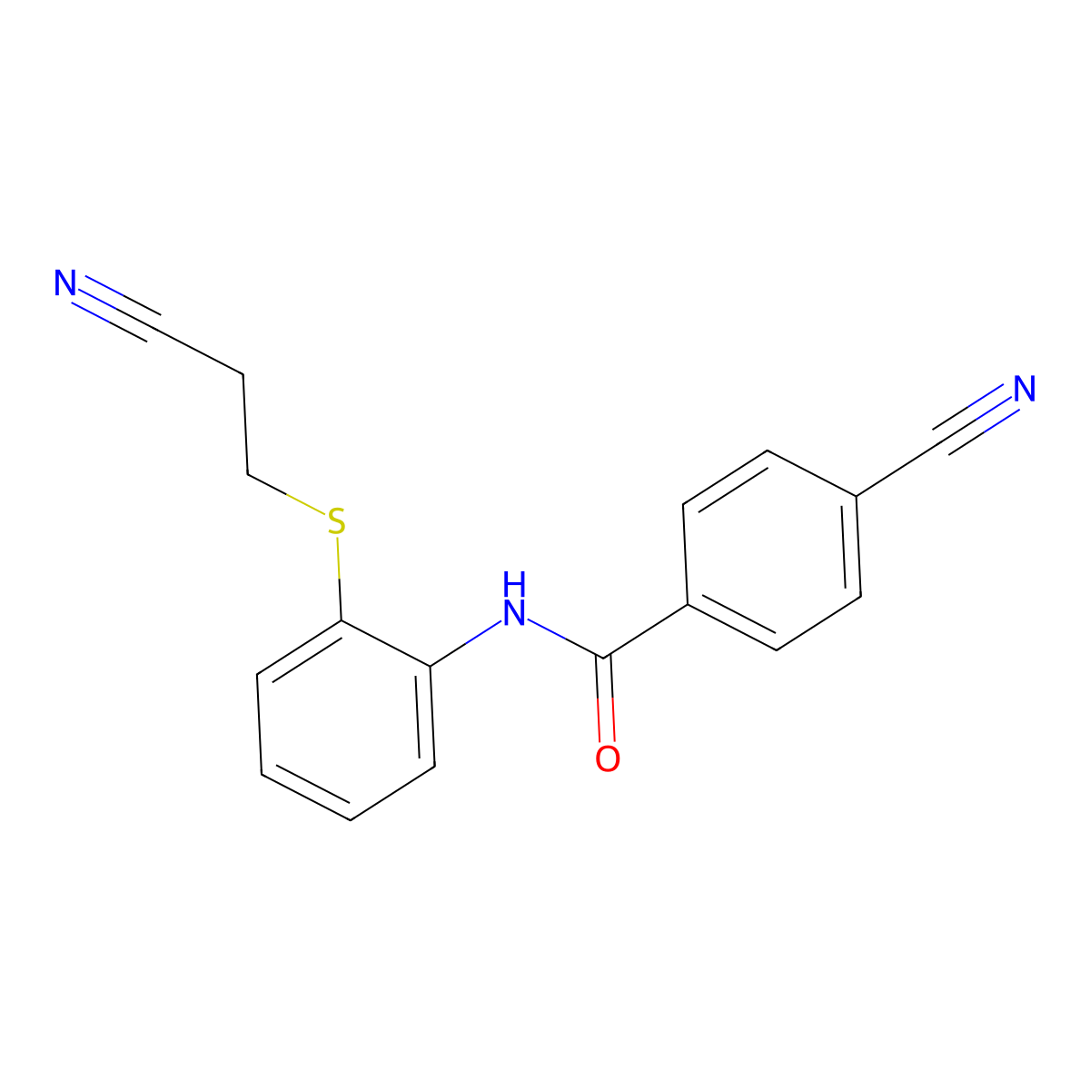 4-cyano-N-(2-((2-cyanoethyl)thio)phenyl)benzamide molecular structure, CAS 477497-72-6