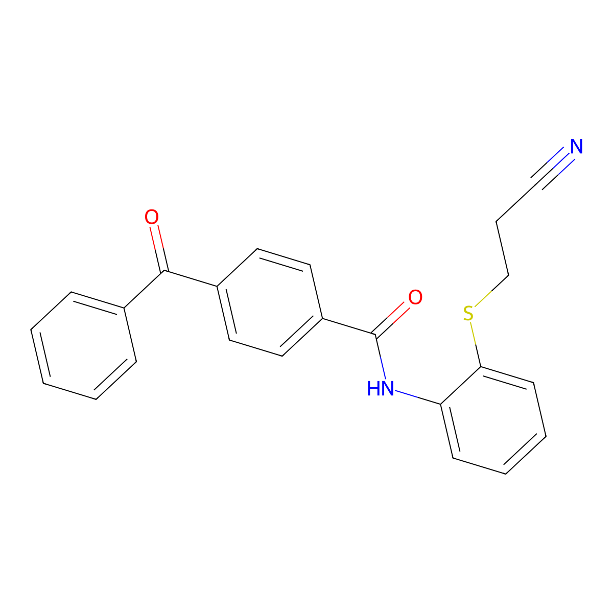 4-benzoyl-N-(2-((2-cyanoethyl)thio)phenyl)benzamide molecular structure, CAS 477497-74-8