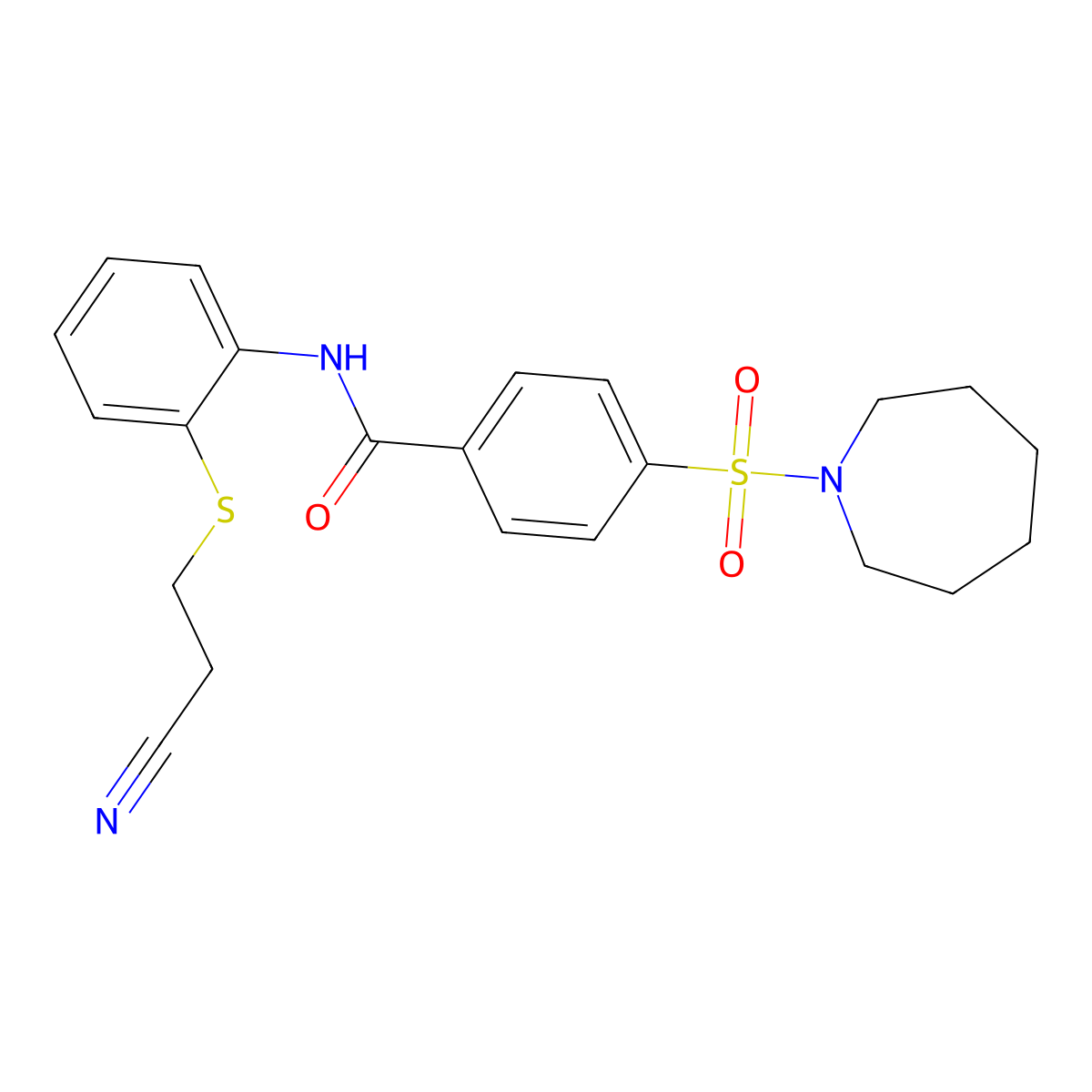 4-(azepan-1-ylsulfonyl)-N-[2-(2-cyanoethylsulfanyl)phenyl]benzamide molecular structure, CAS 477497-89-5