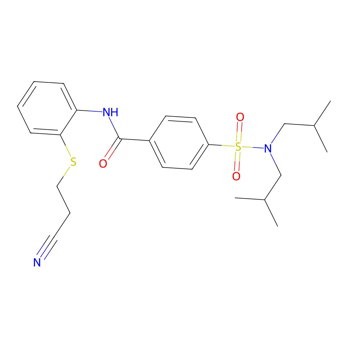 N-(2-((2-cyanoethyl)thio)phenyl)-4-(N,N-diisobutylsulfamoyl)benzamide molecular structure, CAS 477497-93-1