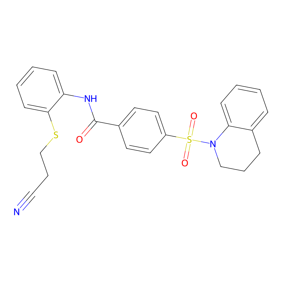 N-[2-(2-cyanoethylsulfanyl)phenyl]-4-(3,4-dihydro-2H-quinolin-1-ylsulfonyl)benzamide molecular structure, CAS 477497-95-3