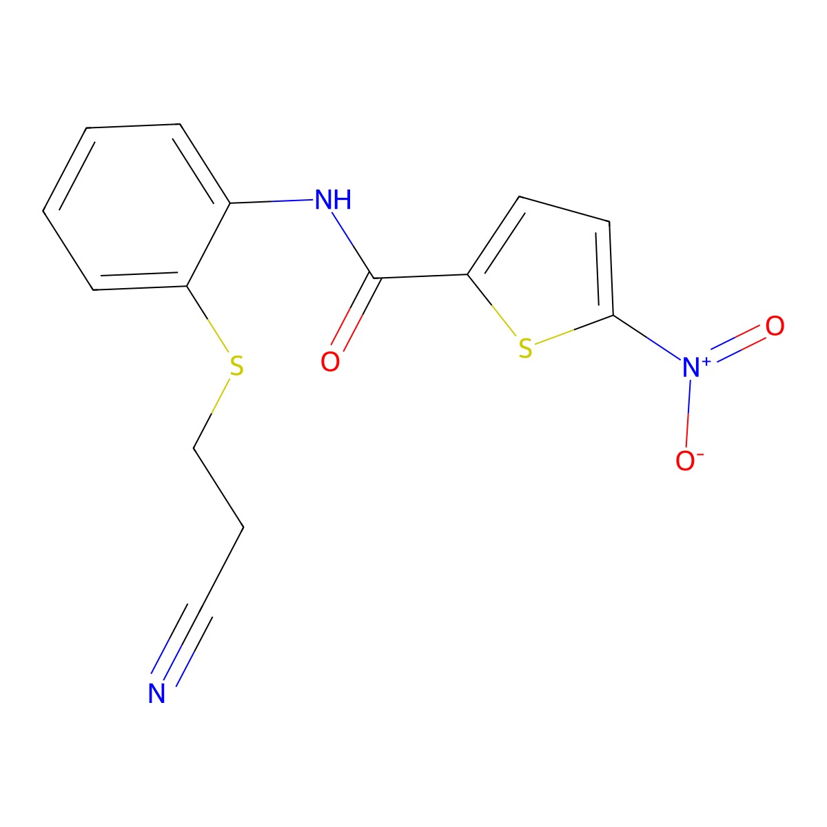 N-{2-[(2-cyanoethyl)sulfanyl]phenyl}-5-nitrothiophene-2-carboxamide molecular structure, CAS 477497-99-7