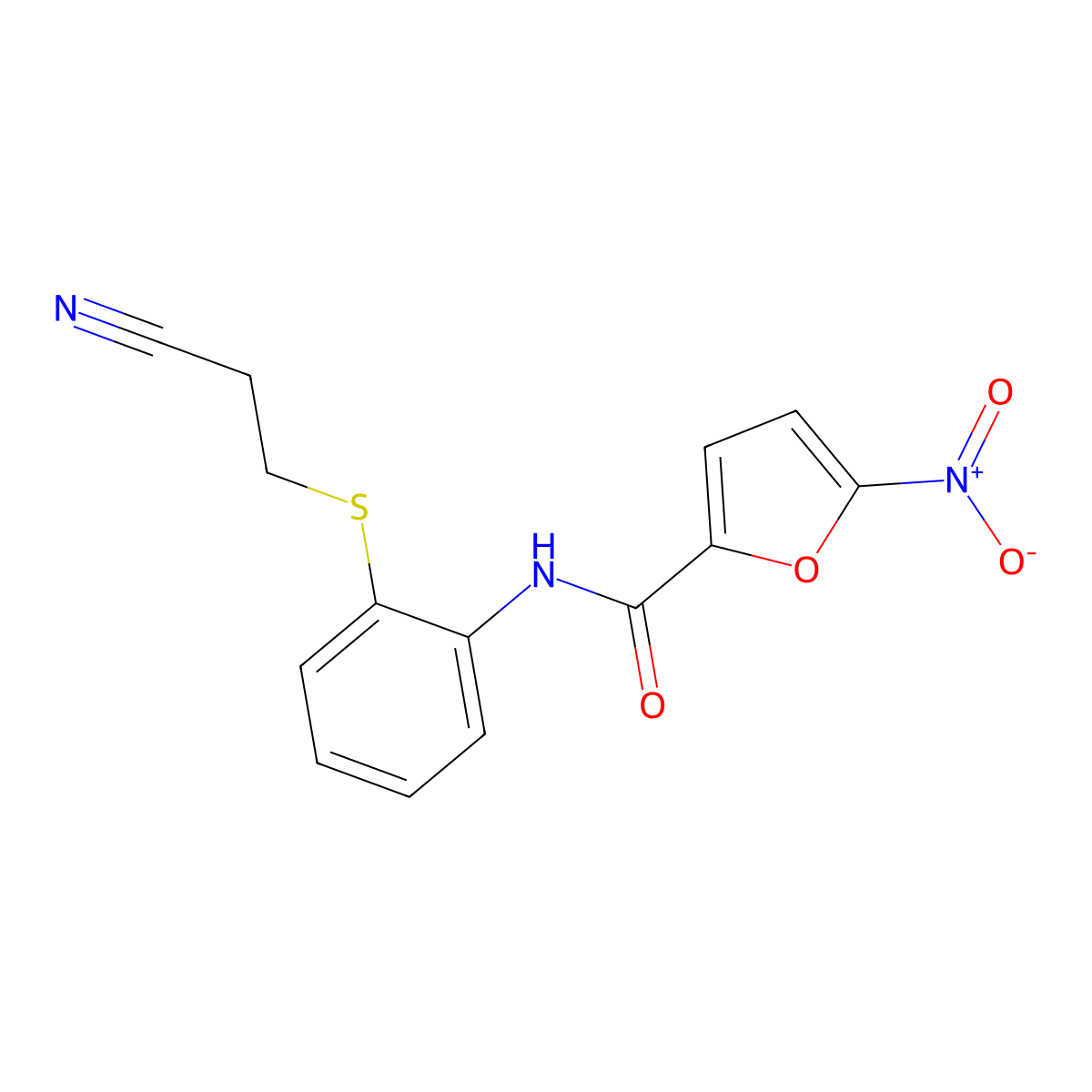 N-(2-((2-cyanoethyl)thio)phenyl)-5-nitrofuran-2-carboxamide molecular structure, CAS 477498-01-4