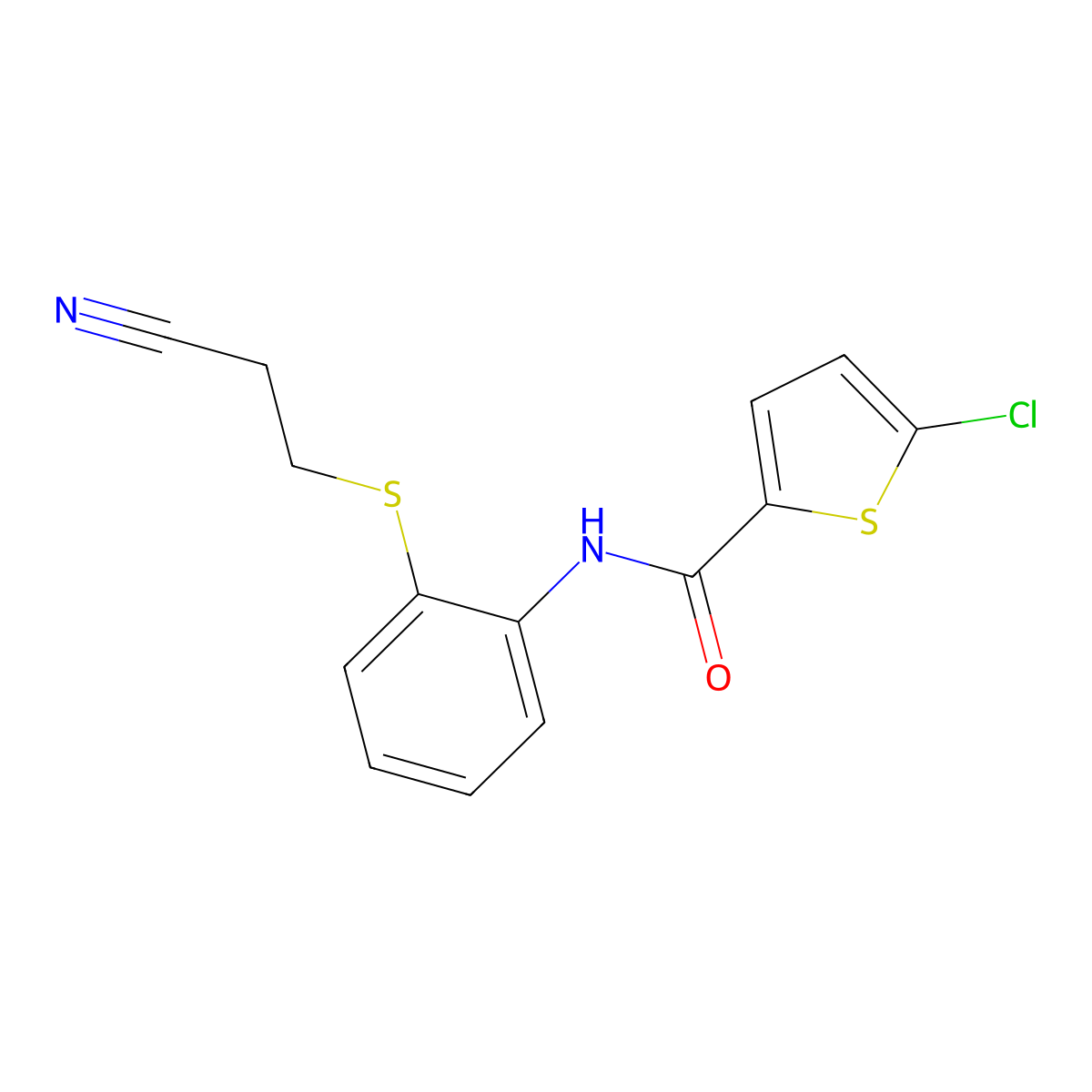 5-chloro-N-(2-((2-cyanoethyl)thio)phenyl)thiophene-2-carboxamide molecular structure, CAS 477498-04-7