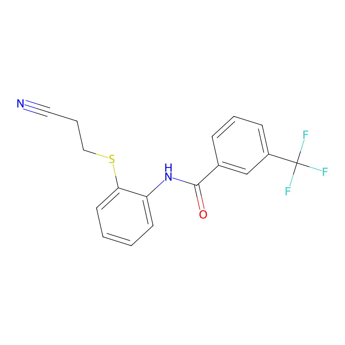 N-(2-((2-cyanoethyl)thio)phenyl)-3-(trifluoromethyl)benzamide molecular structure, CAS 477498-16-1