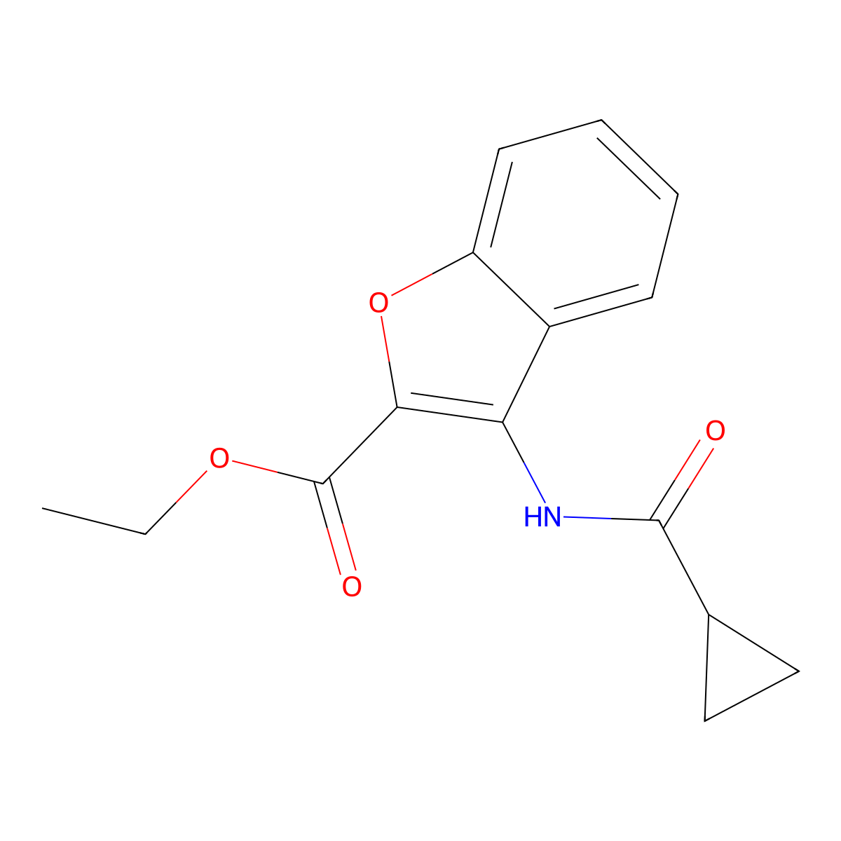 Ethyl 3-(cyclopropanecarboxamido)benzofuran-2-carboxylate molecular structure, CAS 477498-67-2