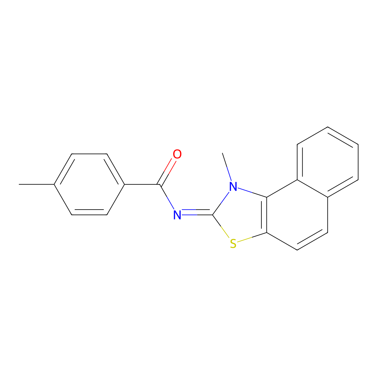 (E)-4-methyl-N-(1-methylnaphtho[1,2-d]thiazol-2(1H)-ylidene)benzamide molecular structure, CAS 477498-74-1
