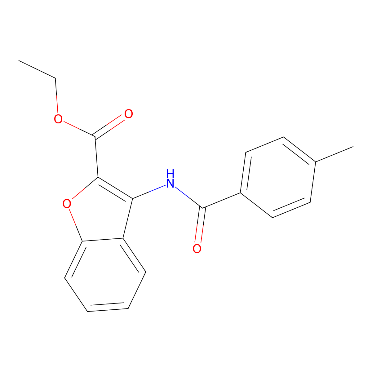 Ethyl 3-(4-methylbenzamido)benzofuran-2-carboxylate molecular structure, CAS 477498-75-2