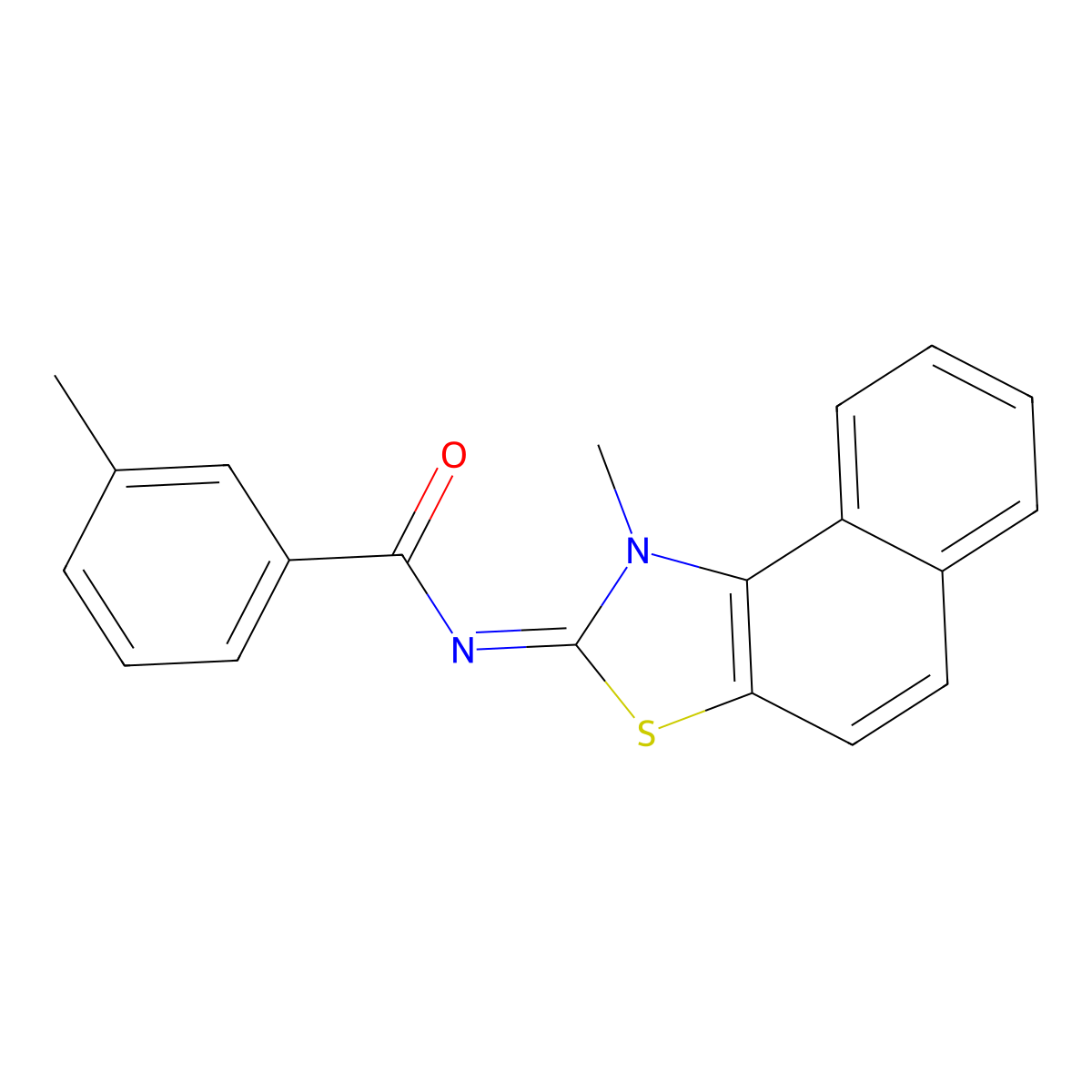 (E)-3-methyl-N-(1-methylnaphtho[1,2-d]thiazol-2(1H)-ylidene)benzamide molecular structure, CAS 477498-79-6