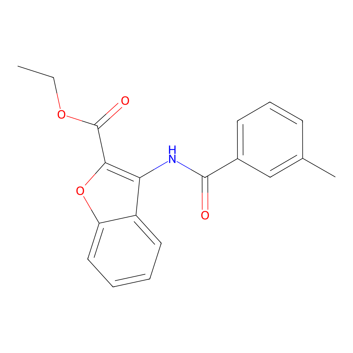 Ethyl 3-(3-methylbenzamido)benzofuran-2-carboxylate molecular structure, CAS 477498-81-0