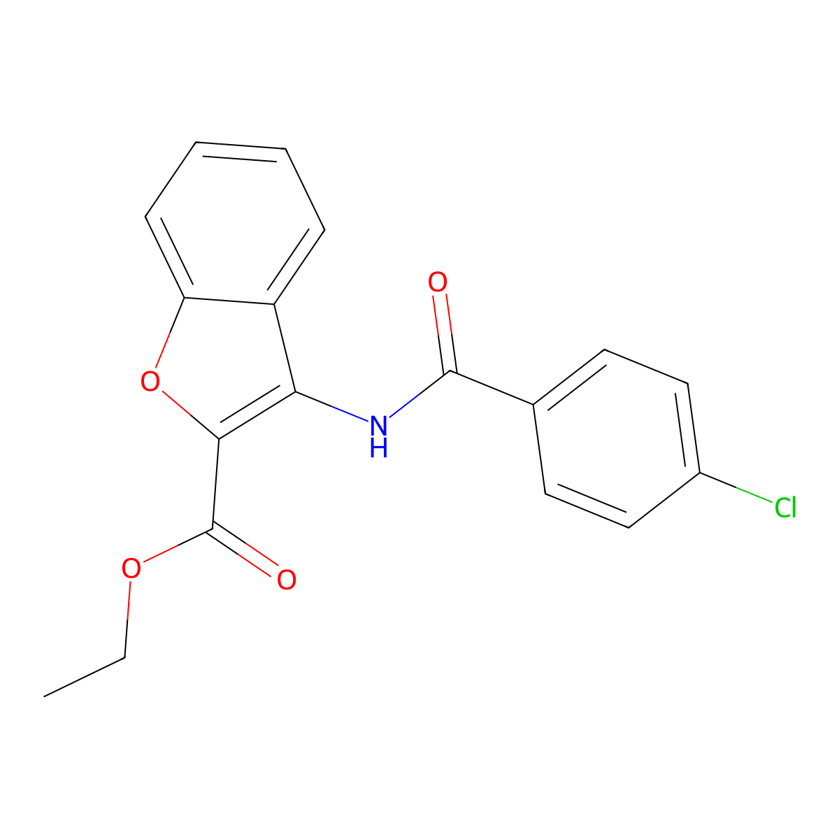 Ethyl 3-(4-chlorobenzamido)benzofuran-2-carboxylate molecular structure, CAS 477498-91-2