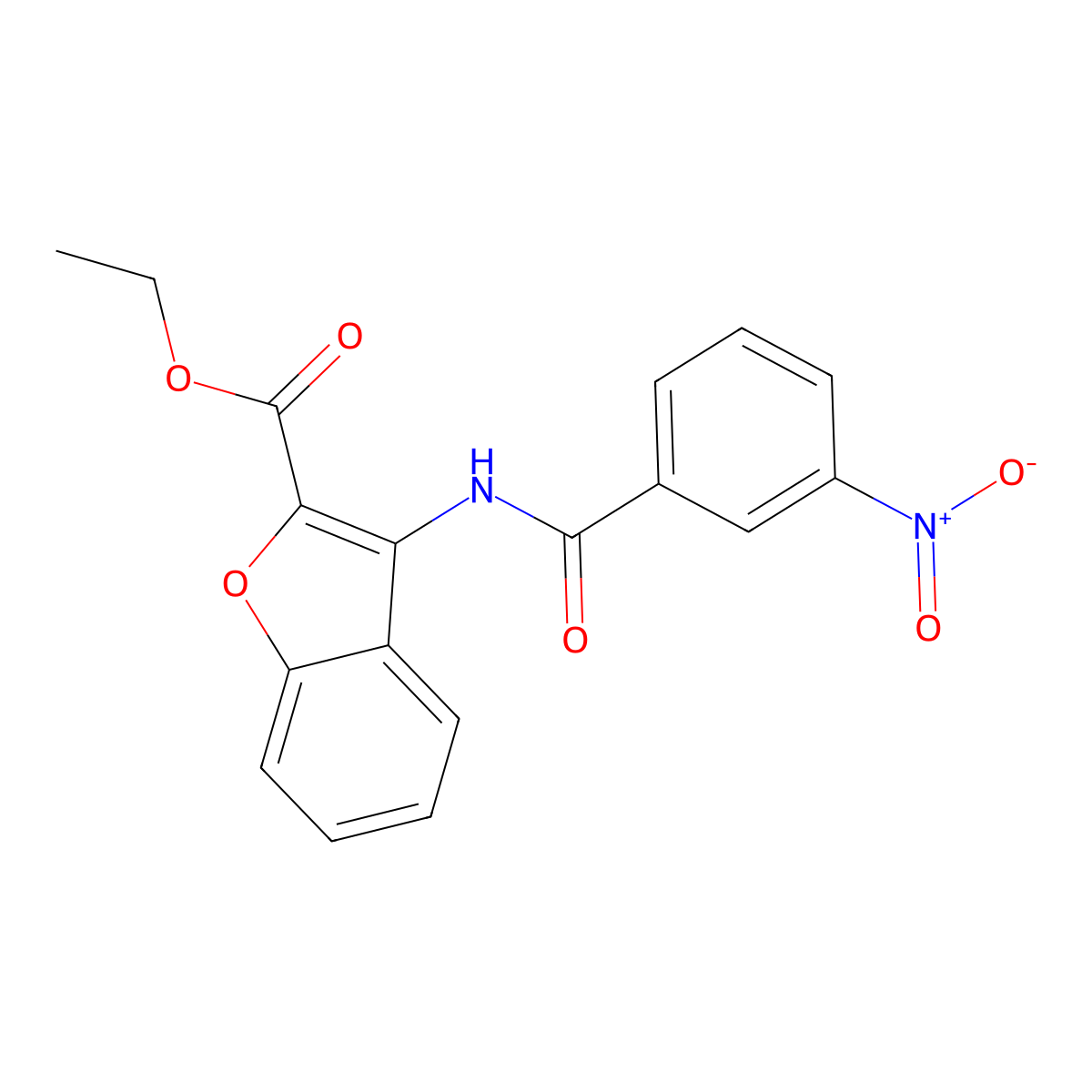 Ethyl 3-(3-nitrobenzamido)benzofuran-2-carboxylate molecular structure, CAS 477499-06-2