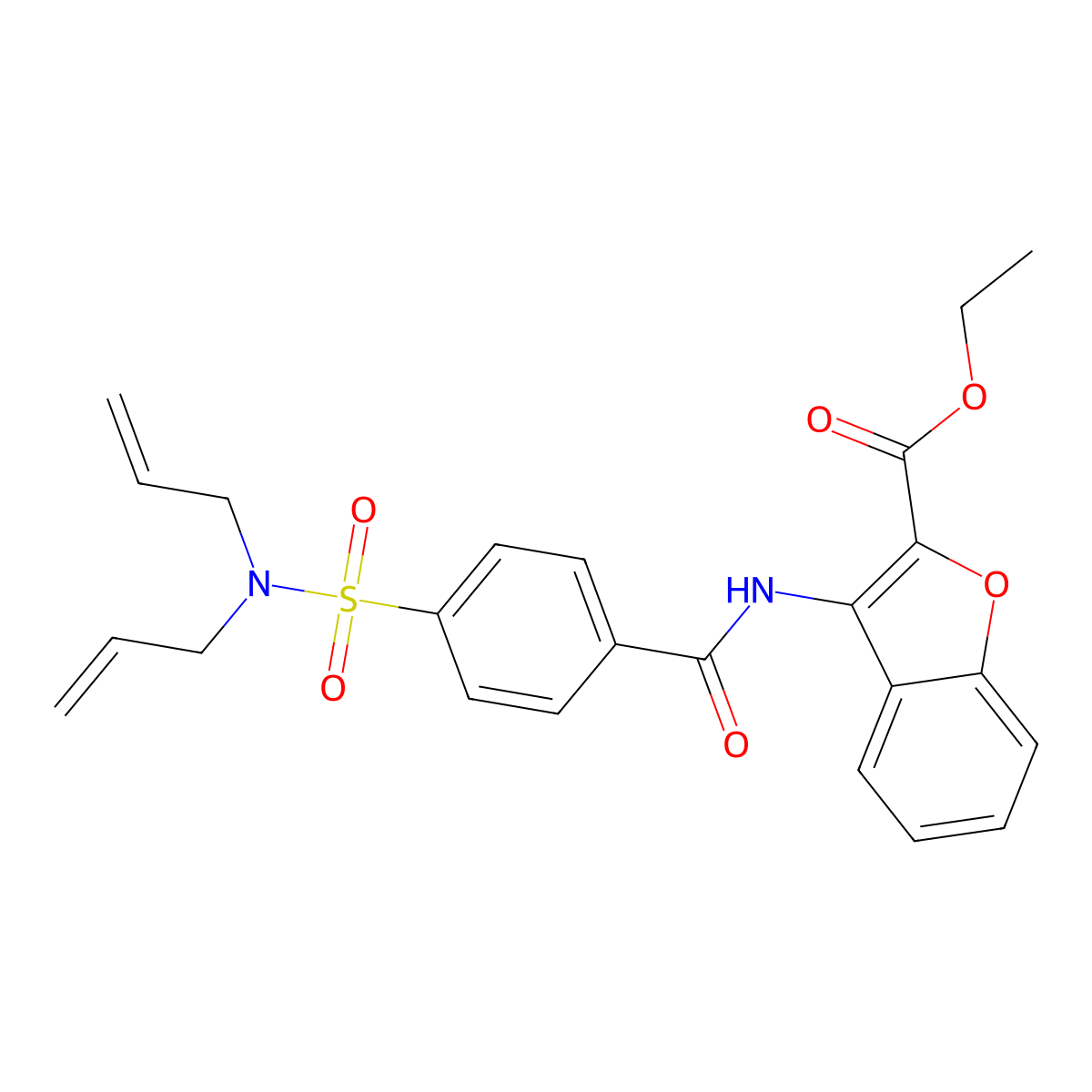 ethyl 3-(4-(N,N-diallylsulfamoyl)benzamido)benzofuran-2-carboxylate molecular structure, CAS 477499-18-6