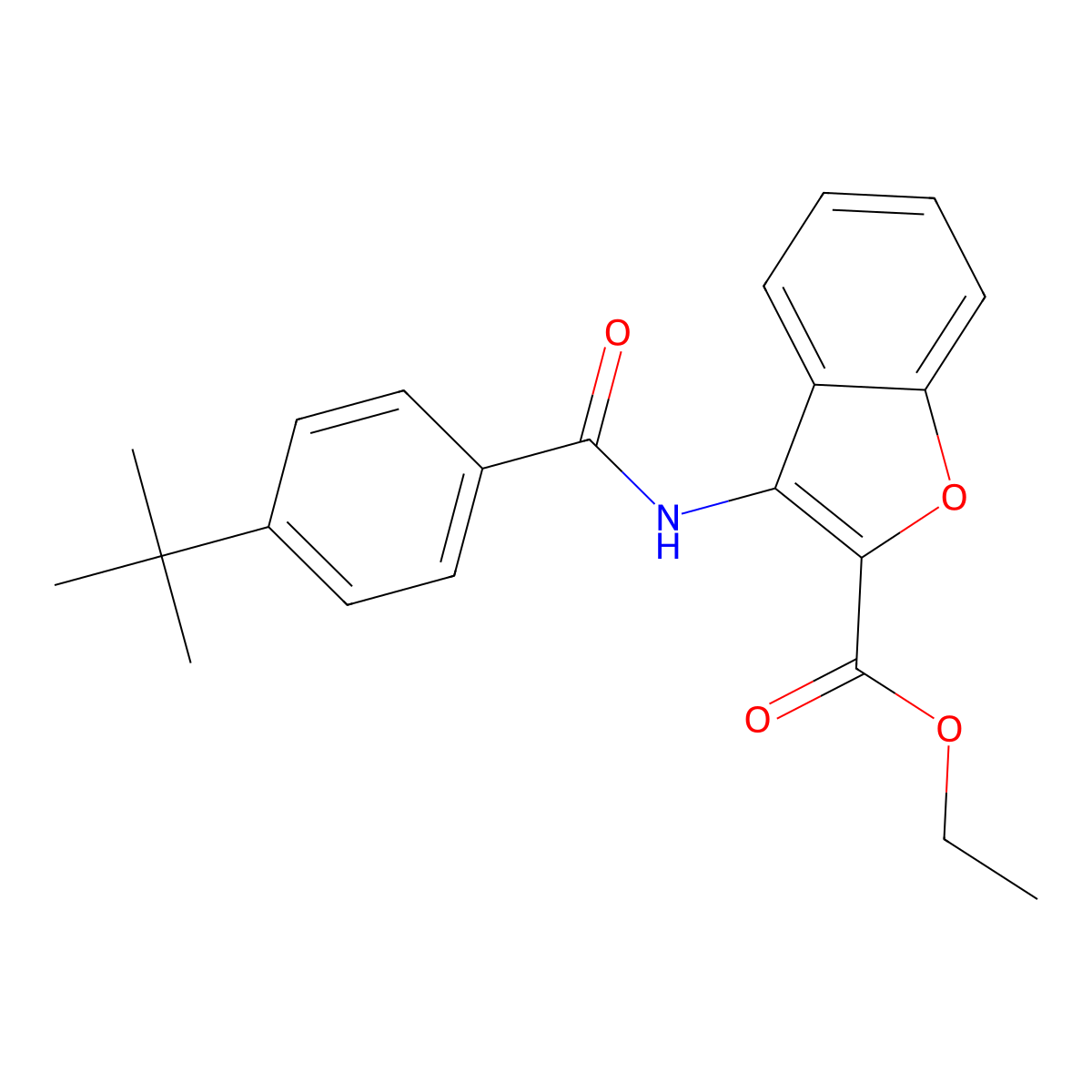 Ethyl 3-(4-(tert-butyl)benzamido)benzofuran-2-carboxylate molecular structure, CAS 477499-24-4