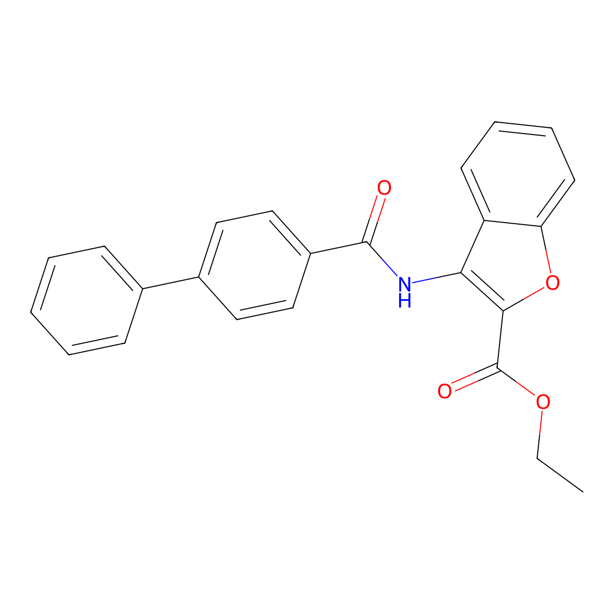 Ethyl 3-([1,1'-biphenyl]-4-ylcarboxamido)benzofuran-2-carboxylate molecular structure, CAS 477499-35-7