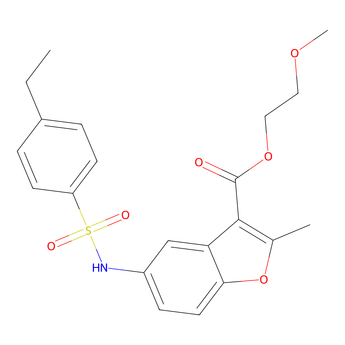 2-Methoxyethyl 5-(4-ethylbenzenesulfonamido)-2-methyl-1-benzofuran-3-carboxylate molecular structure, CAS 477499-37-9
