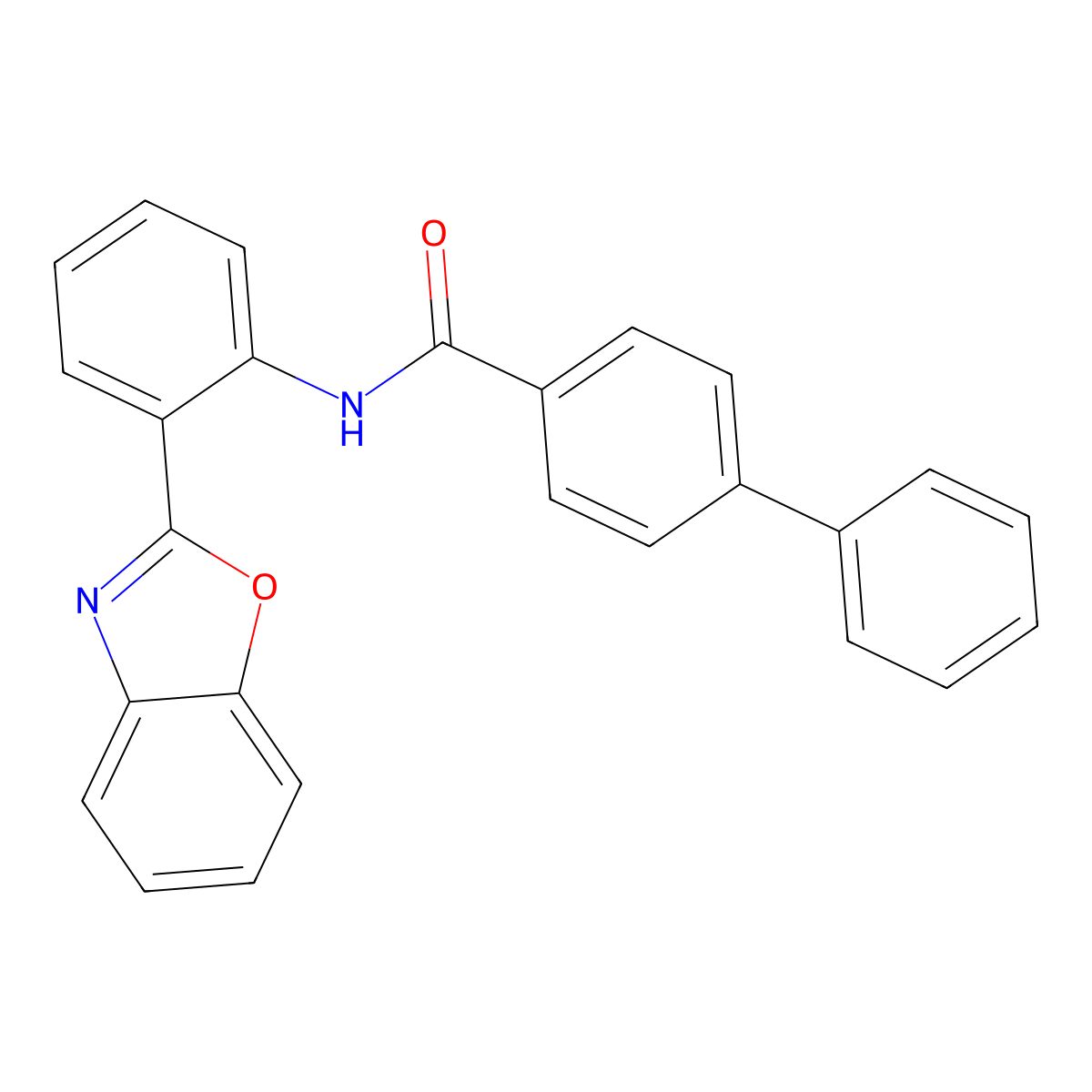 N-(2-(benzo[d]oxazol-2-yl)phenyl)-[1,1'-biphenyl]-4-carboxamide molecular structure, CAS 477499-38-0