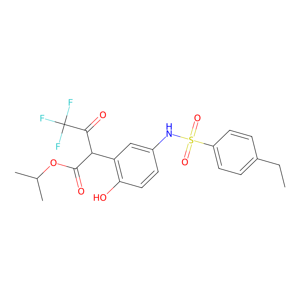 Propan-2-yl 2-[5-[(4-ethylphenyl)sulfonylamino]-2-hydroxyphenyl]-4,4,4-trifluoro-3-oxobutanoate molecular structure, CAS 477499-47-1