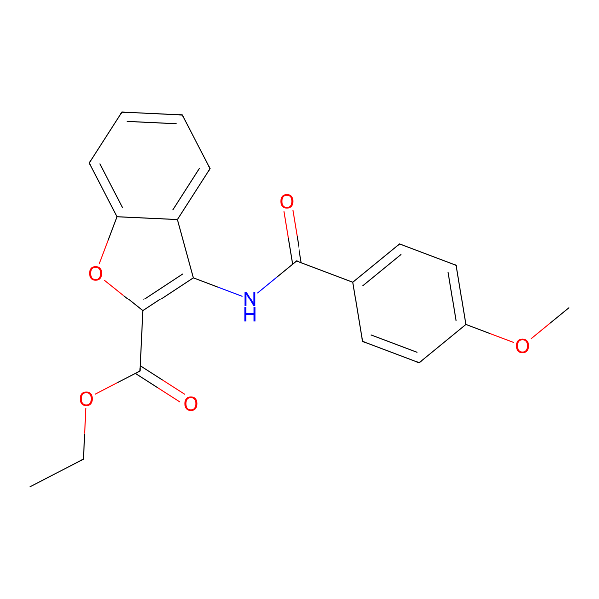 Ethyl 3-(4-methoxybenzamido)benzofuran-2-carboxylate molecular structure, CAS 477499-53-9