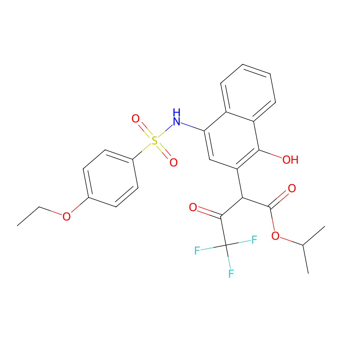 Propan-2-yl 2-[4-[(4-ethoxyphenyl)sulfonylamino]-1-hydroxynaphthalen-2-yl]-4,4,4-trifluoro-3-oxobutanoate molecular structure, CAS 477499-60-8