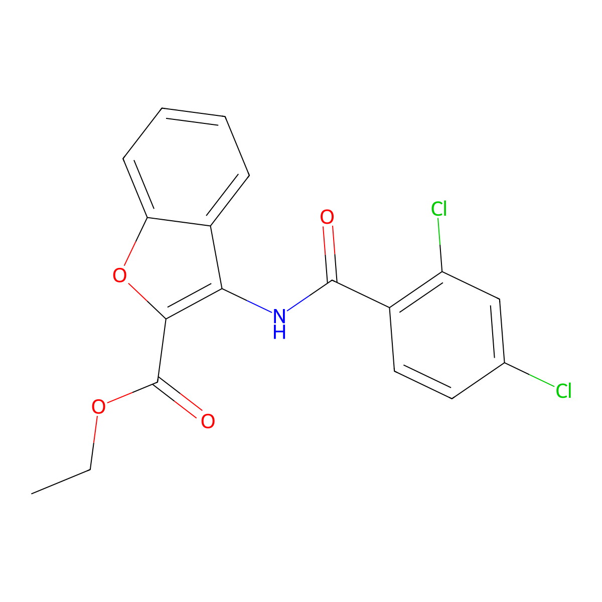 Ethyl 3-(2,4-dichlorobenzamido)benzofuran-2-carboxylate molecular structure, CAS 477499-81-3